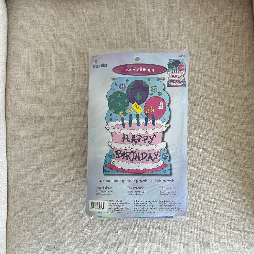 Bucilla Happy Birthday Jeweled Wall Hanging Felt Kit New 84753